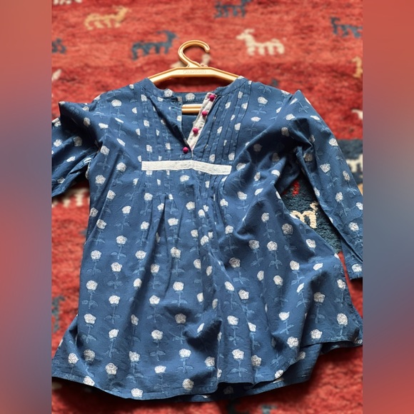 Blue 100% cotton boho shirt. Large - Picture 8 of 8